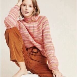 Anthropologie t.la Drea Space-Dyed Sweater Size XS Mock Neck Boho Knit Casual